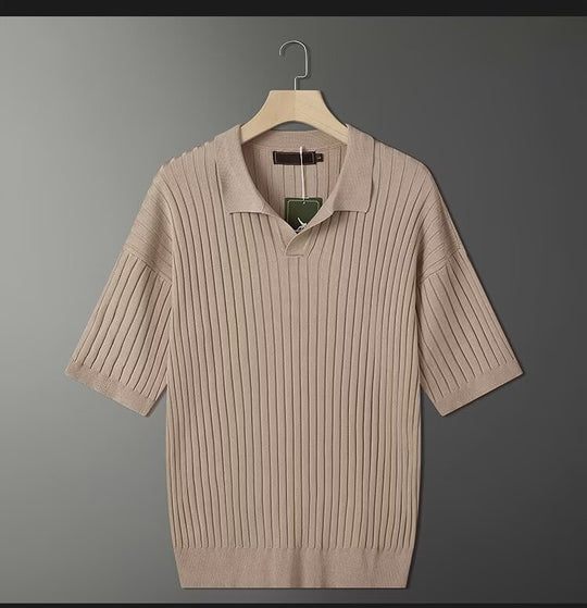 Herren Modisches Kurzarm-Strick Polohemd Shop Nory