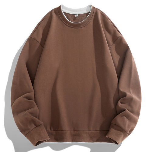 Unisex Oversize Rundhalspullover aus Baumwollmix mit Kontrastbesatz und gerippten Bündchen Shop Nory