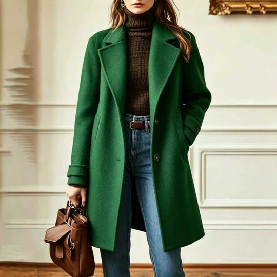 Damen Eleganter Wollmantel mit tailliertem Schnitt und Reverskragen Shop Nory