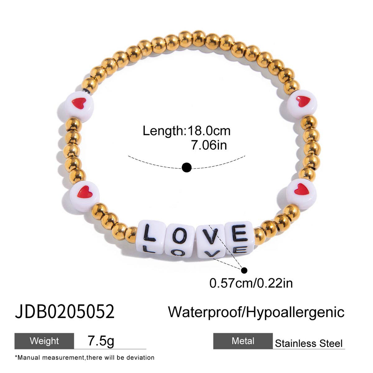 Damen Armband mit personalisierten Glücksperlen aus hypoallergenem Edelstahl Shop Nory