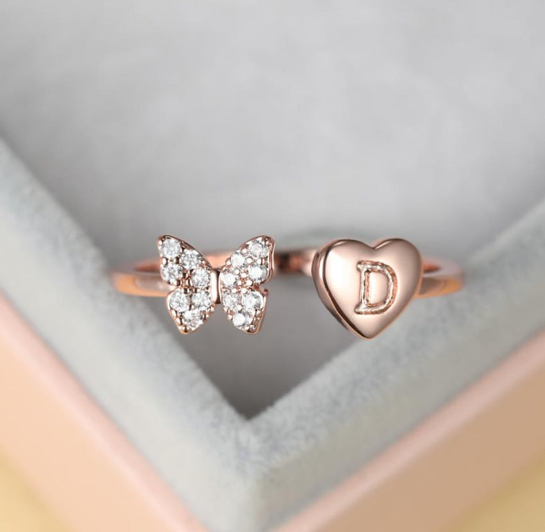 Damen Ring mit Schmetterlingsdesign und Herzmotiv Shop Nory