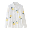 Damen Bluse mit fröhlichem Zitronen-Muster Shopnory