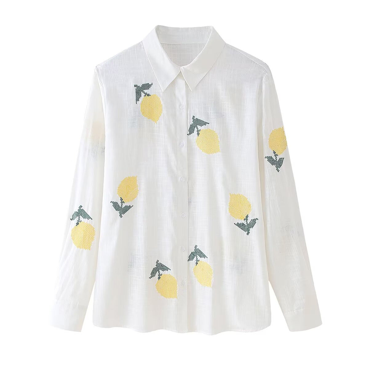 Damen Bluse mit fröhlichem Zitronen-Muster Shopnory
