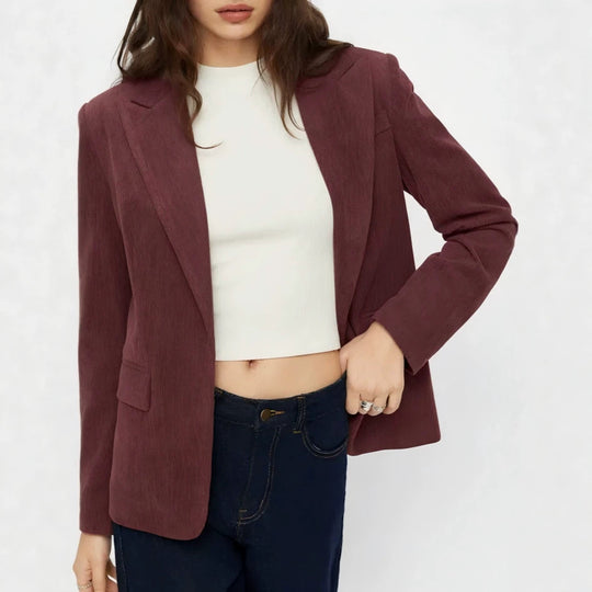 Damen Kord-Blazer mit schmaler Silhouette, schmalem Revers und Pattentaschen Shop Nory