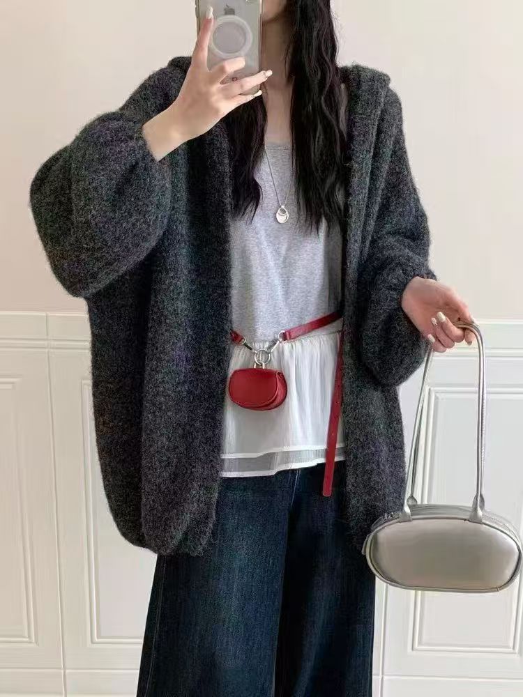 Damen Flauschige Übergröße Strickjacke Shop Nory