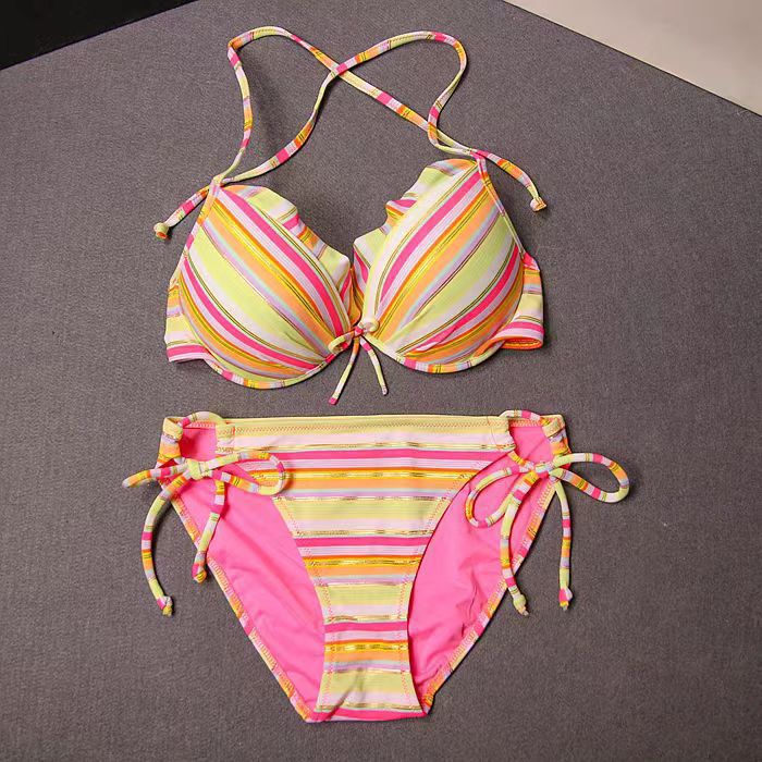 Damen Push-up Bikini-Set mit verspieltem Streifenmuster