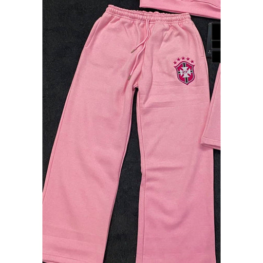 Damen weite Jogginghose mit elastischem Bund, Tunnelzug und gesticktem Emblem Shop Nory