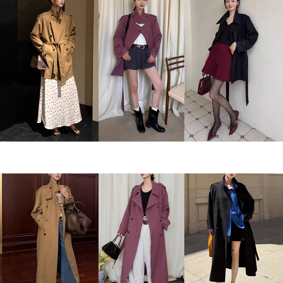 Damen Eleganter Trenchcoat mit Taillengürtel Shop Nory