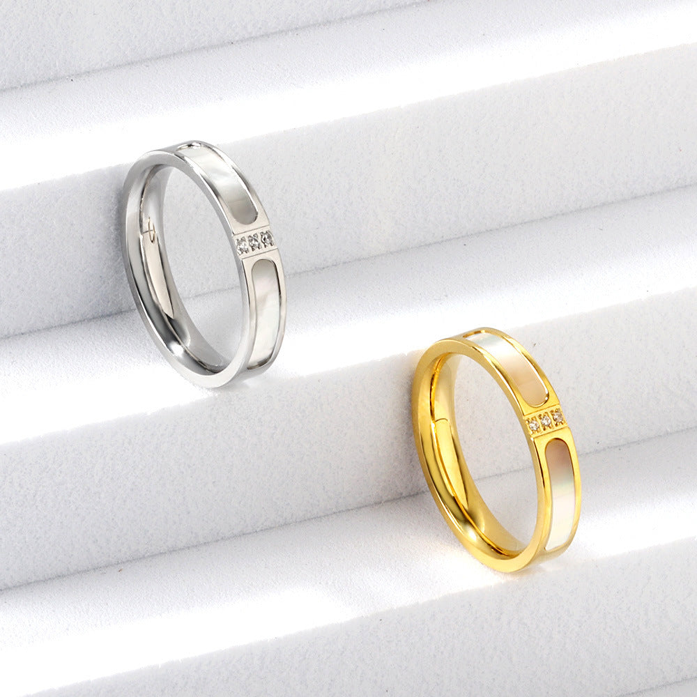 Damen edler Edelstahlring mit Perlen- und Zirkonia-Akzenten Shop Nory