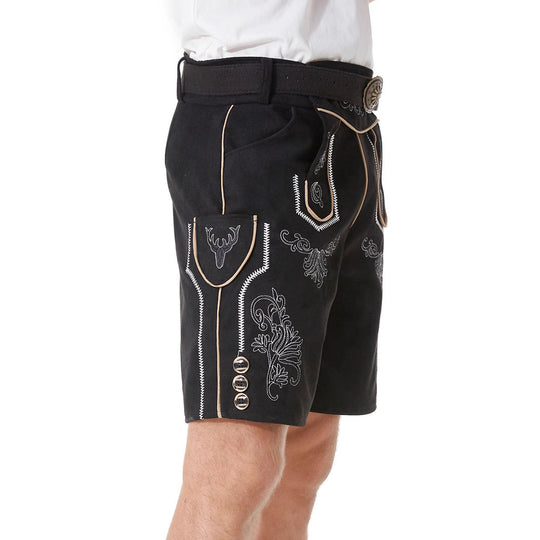 Herren nan kurze Trachtenlederhose mit filigranen Stickereien und Zierschnalle Shop Nory