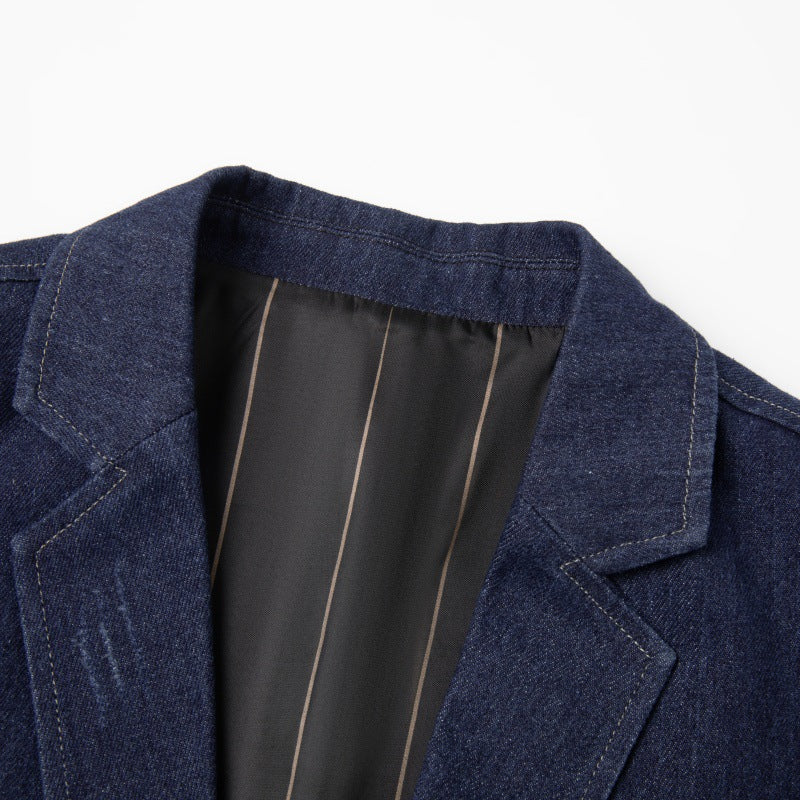 Herren Smart-Casual Denimblazer mit aufgesetzten Taschen und Kontrastnähten Shop Nory