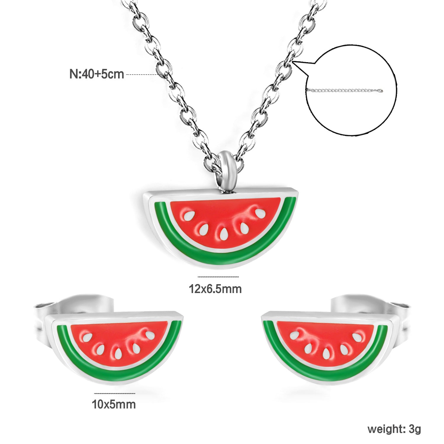 Damen Schmuckset mit Wassermelonen-Anhängermotiv Shop Nory