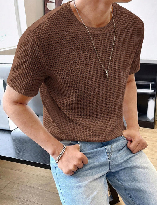 Herren lässiges Struktur-T-Shirt aus atmungsaktivem Material