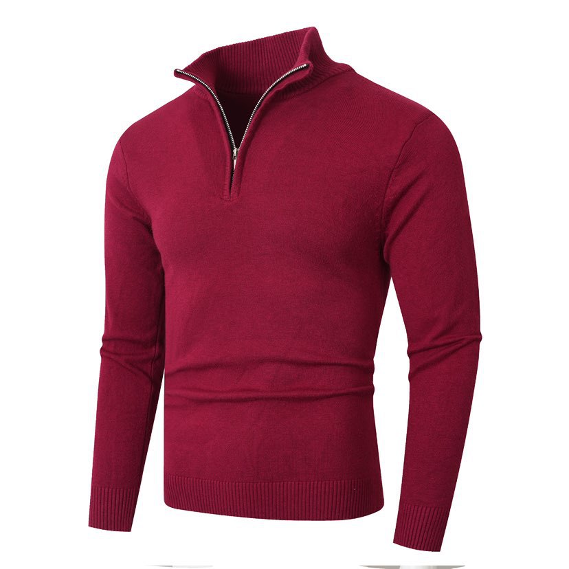 Herren Strickpullover mit modernem Stehkragen und hochwertigem Reißverschluss