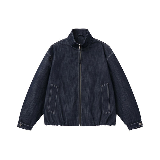 Herren Boxy-Jeansblouson mit hohem Stehkragen, sichtbarer Kontrastnaht und elastischem Saum Shop Nory