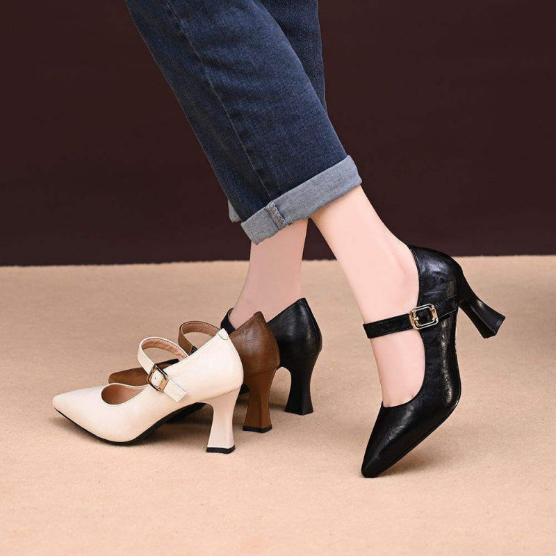 Damen Elegante Mary Jane Pumps mit dezentem Schnallen-Detail