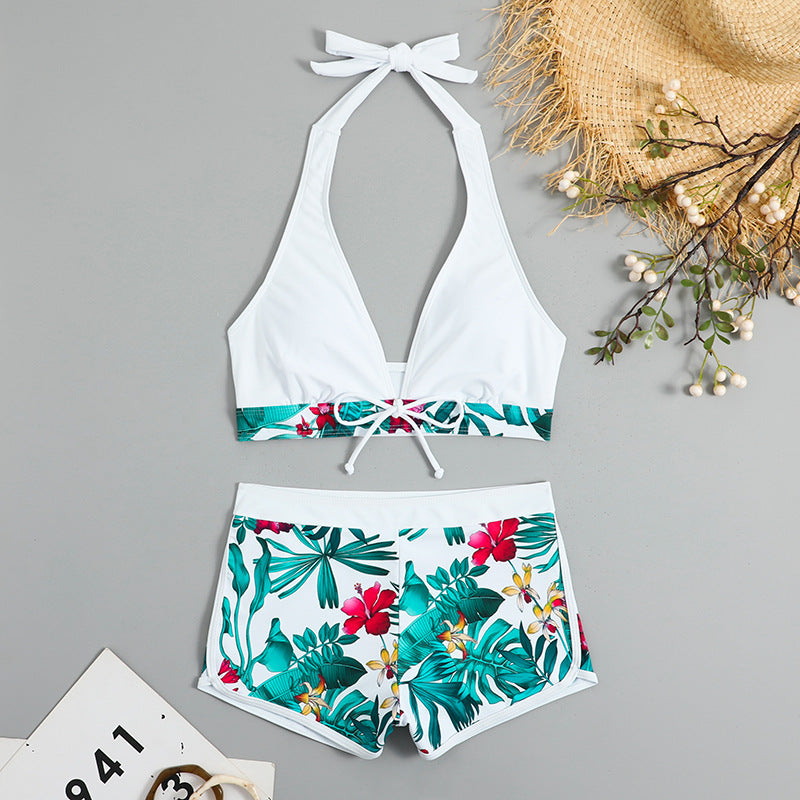 Damen Bikini-Set mit floralem Muster und herausnehmbarem Push-Up-BH
