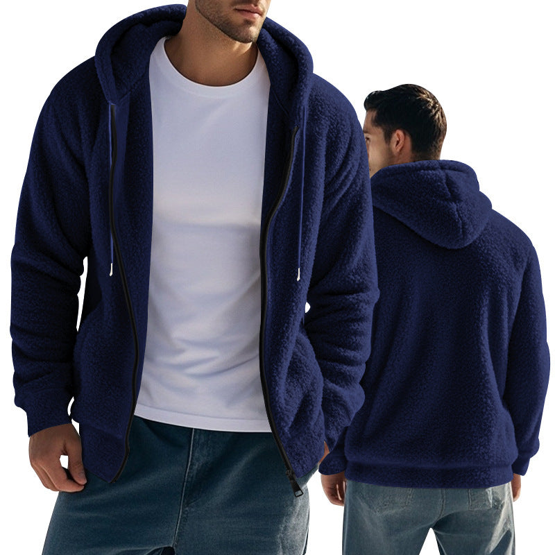 Herren nan Teddyfleece Kapuzenjacke mit Frontreißverschluss und Eingrifftaschen Shop Nory