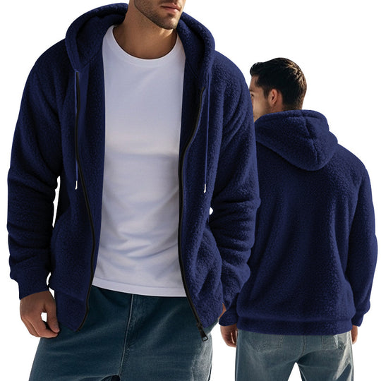 Herren nan Teddyfleece Kapuzenjacke mit Frontreißverschluss und Eingrifftaschen Shop Nory