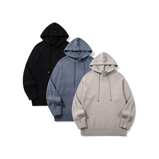 Unisex Oversize Strickkapuzenpullover mit Raglanärmeln und Rippbündchen Shop Nory