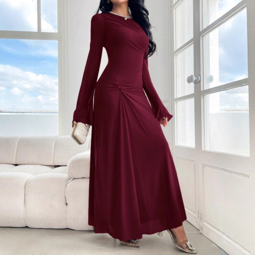 Damen Maxikleid mit geraffter Taillenpartie und Glockenärmeln Shop Nory