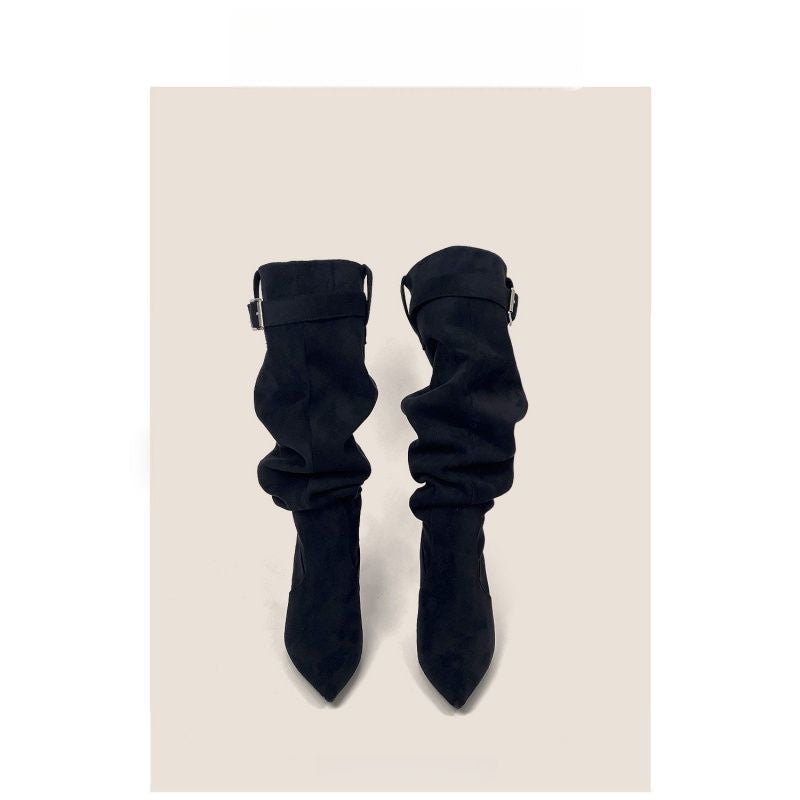Damen Slouch-Stiefel mit spitz zulaufender Zehenpartie und schmalem Stiletto-Absatz Shop Nory