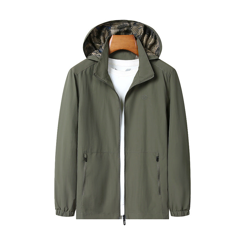 Herren Leichte Kapuzen-Shelljacke mit wasserabweisender Mikrofaser und verdeckten Reißverschlusstaschen Shop Nory