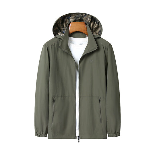 Herren Leichte Kapuzen-Shelljacke mit wasserabweisender Mikrofaser und verdeckten Reißverschlusstaschen Shop Nory