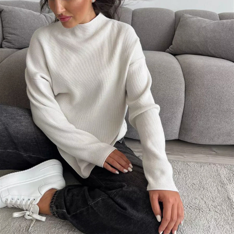 Damen Oversize-Feinstrickpullover mit Stehkragen und geriffelter Struktur Shop Nory
