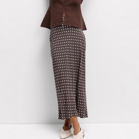 Damen Midirock mit Polka‑Dot Muster, asymmetrischem Saum und seitlichem Schlitz Shop Nory
