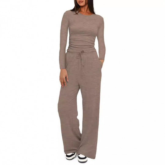 Damen Relax-Freizeithose mit extra weitem Bein, elastischem Bund und Kordelzug Shop Nory