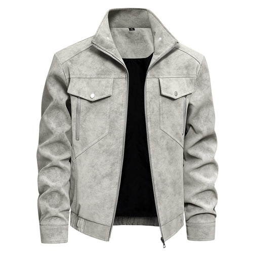 Herren Modische Kunstlederjacke mit praktischen Taschen Shop Nory