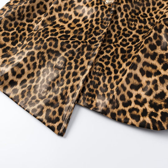Damen Taillierte Blazerweste mit tiefem V‑Ausschnitt und Leopardenmuster Shop Nory