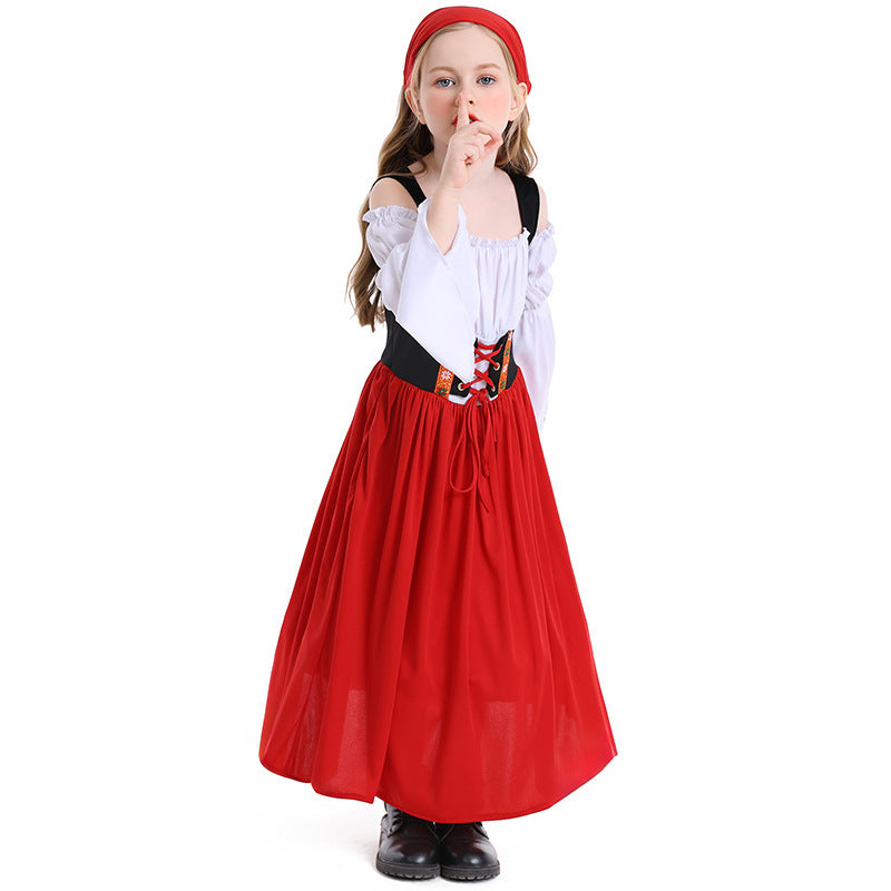 Damen nan mittelalterliches Mädchenkostüm mit Schnürmieder und Kopftuch Shop Nory