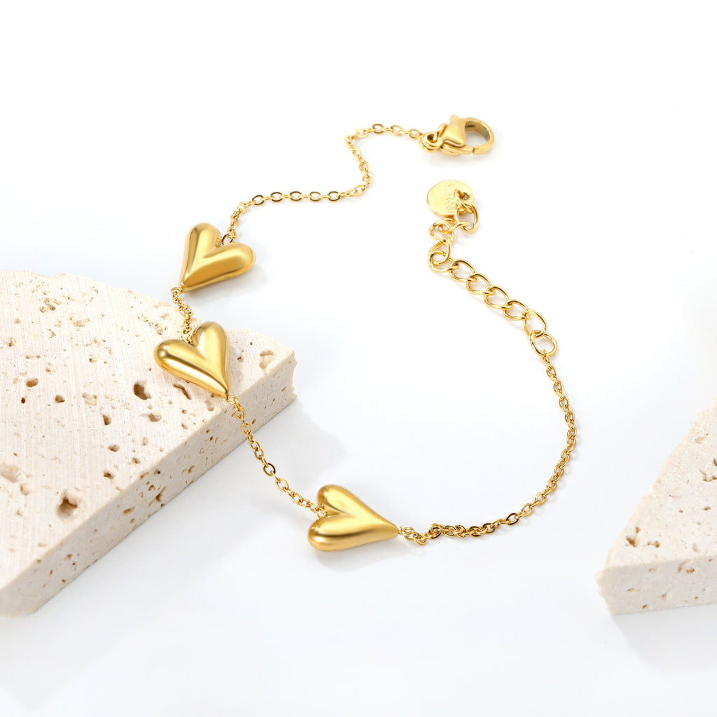 Damen Armband mit stilvollen Herz-Aanhängern und verstellbarem Kettendesign Shop Nory