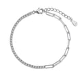 Feines Armband mit Zirkonia-Besatz und Paperclip-Gliedern Aus Sterlingsilber Verstellbar