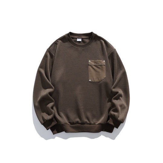 Unisex Waffelstruktur-Sweatshirt mit Brusttasche und elastischem Saum Shop Nory