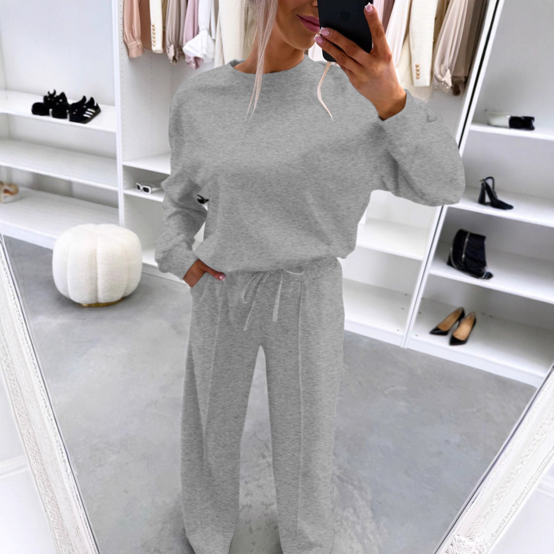 Damen Casual-Loungewear-Set mit Oversize-Batwing-Pullover und weitem Jersey-Hosenbein Shop Nory