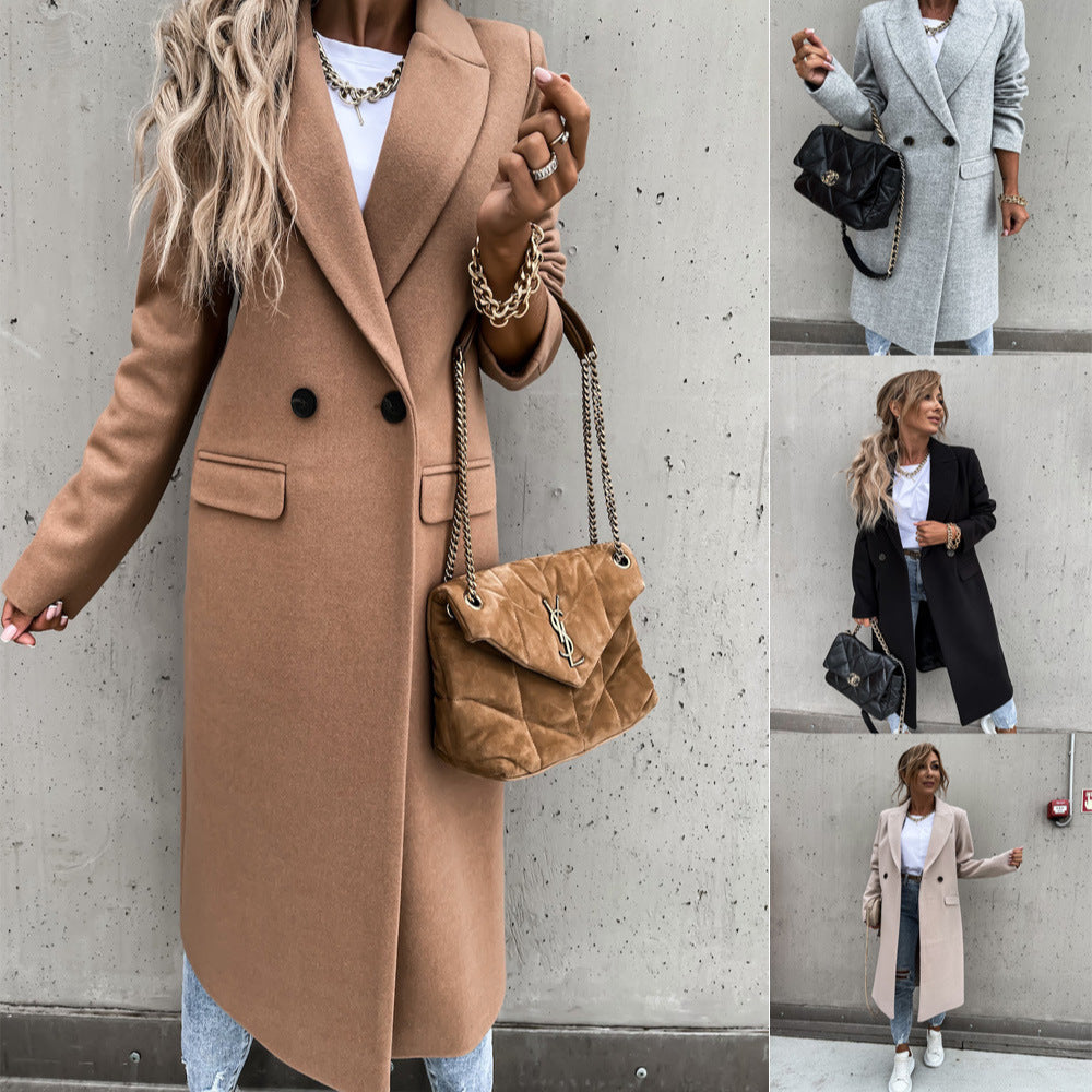 Damen eleganter Wollmantel im Oversized-Stil
