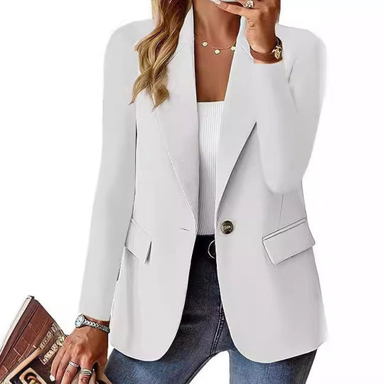 Damen Eleganter Casual Blazer mit modernen Taschen und dezentem Knopf