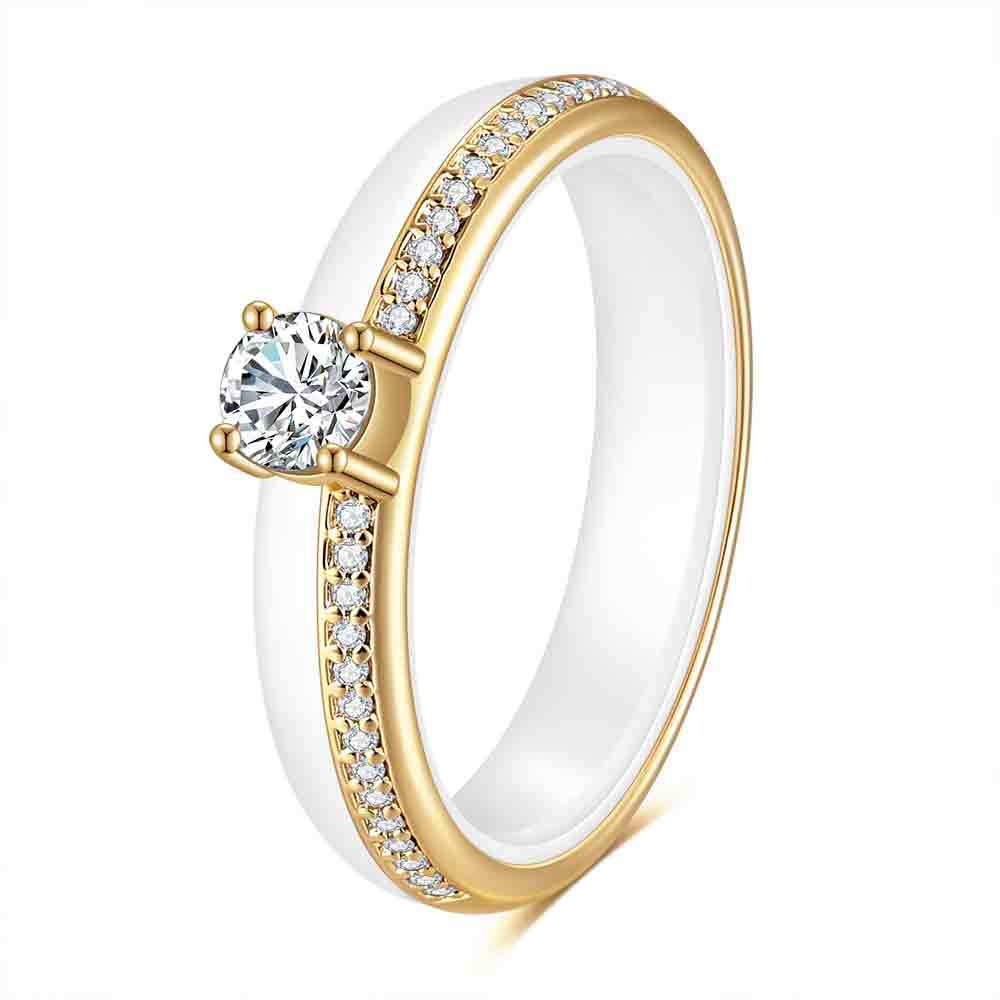 Damen Ring mit funkelndem Zirkonia und eleganter Oberfläche Shop Nory
