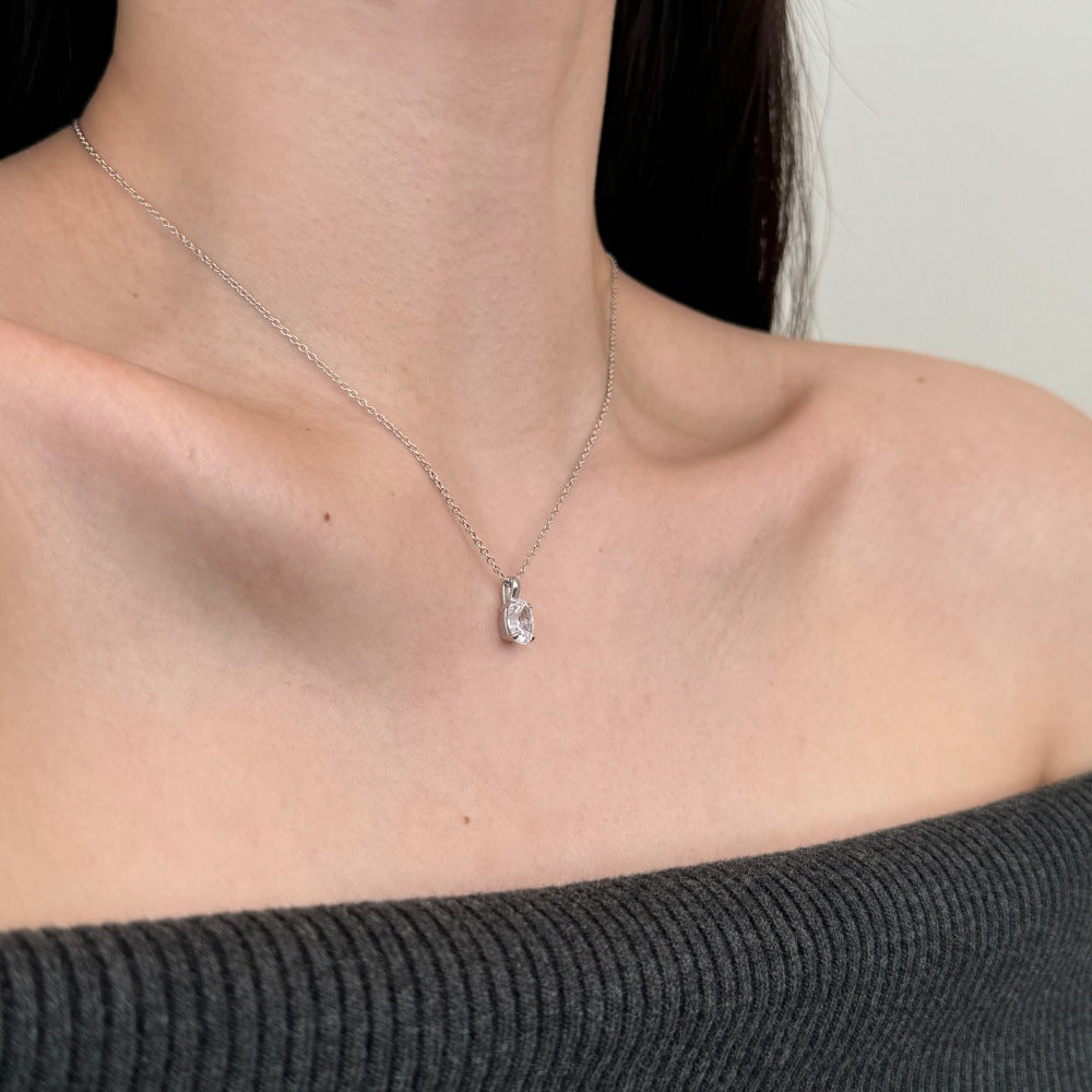 925 Sterling Silver Zircon Kabelkette Beschichtung Geometrische Anhänger Halskette | Shop Nory