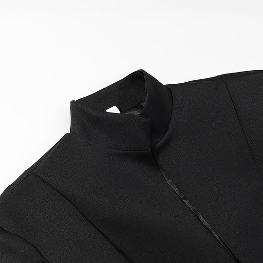 Herren Schmal geschnittener Sakko-Kurzblazer mit Stehkragen und minimalistischem Verschluss Shop Nory