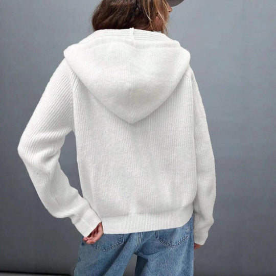 Damen Zip-Kapuzenjacke aus feinem Rippenstrick mit verlängerten Bündchen Shop Nory