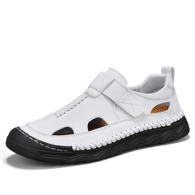 Herren Leder-Sandalen mit verstellbarem Klettverschluss und atmungsaktivem Design