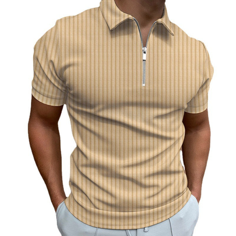 Herren Kurzarm Polo-Hemd mit Reißverschluss und strukturiertem Design