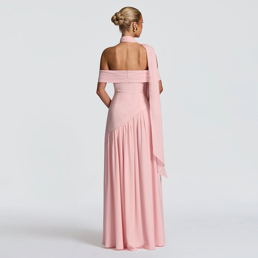 Damen Abendkleid mit schickem Schulterfreies Design und hohem Schlitz