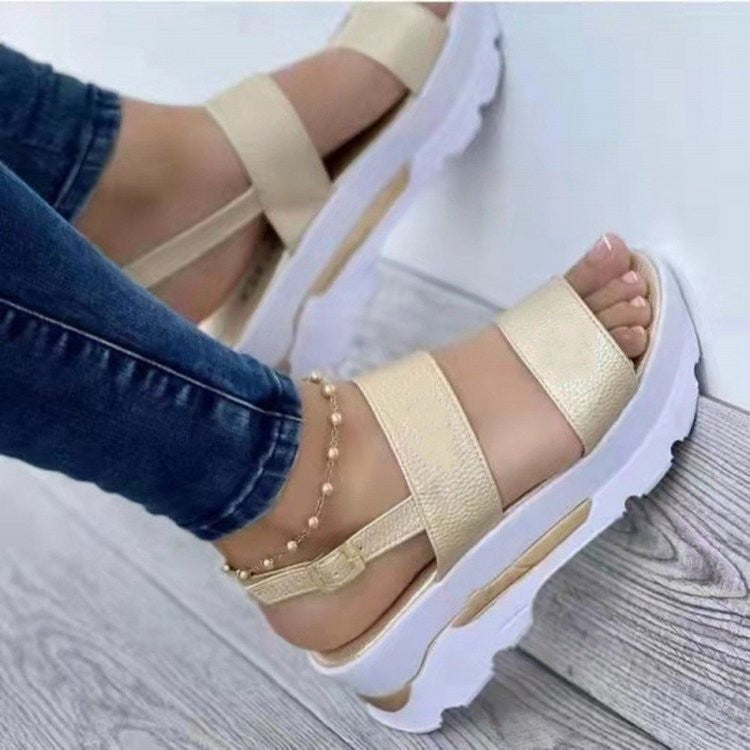 Damen Bequeme Plateau-Sandalen mit verstellbaren Riemen und rutschfester Sohle Shopnory