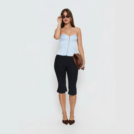 Damen Korsettoberteil mit niedlichem Punktedesign und dekorativen Knopfdetails Shopnory