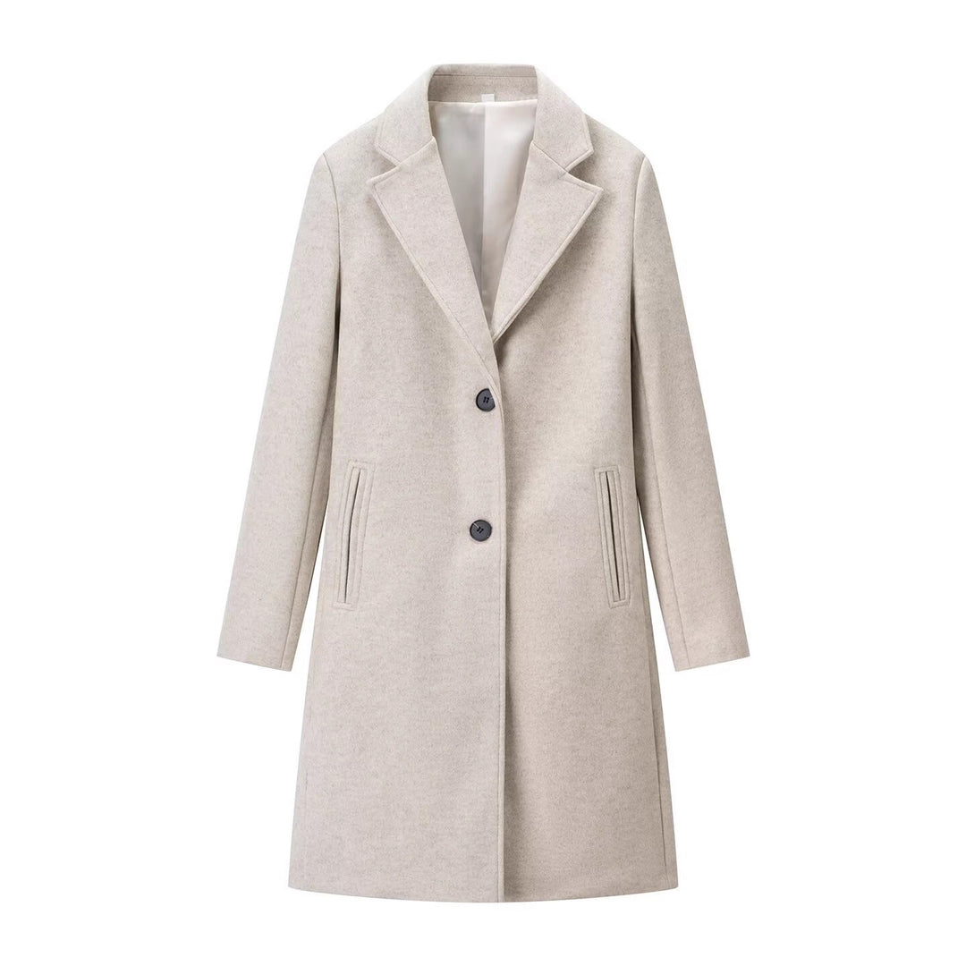 Damen Longline Einreihiger Wollmix-Mantel mit Reverskragen und Leistentaschen Shop Nory